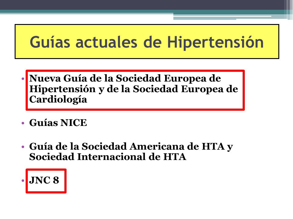 Jnc 8 pautas para la presión arterial